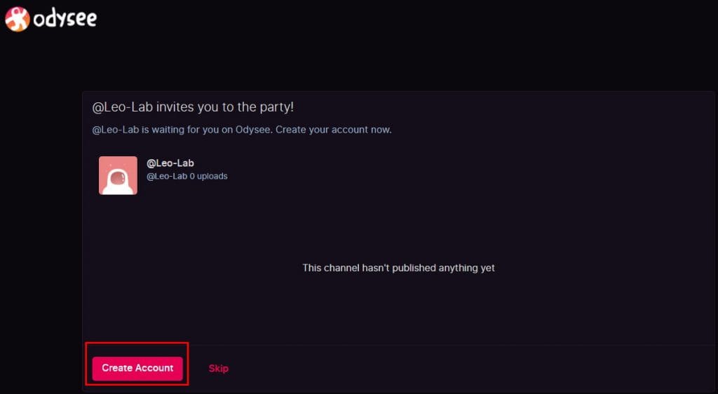 Join odysee Creat Account
