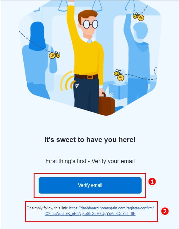 Honeygain Verify email